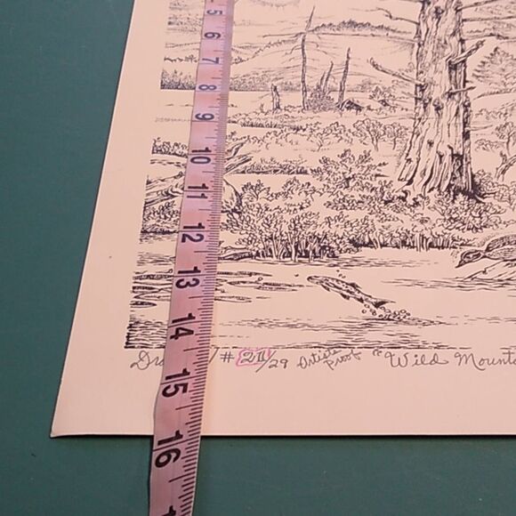 Paul Anthony Lee Vintage Black and White Rural Landscape Illustration with Tree - Picture 10 of 11